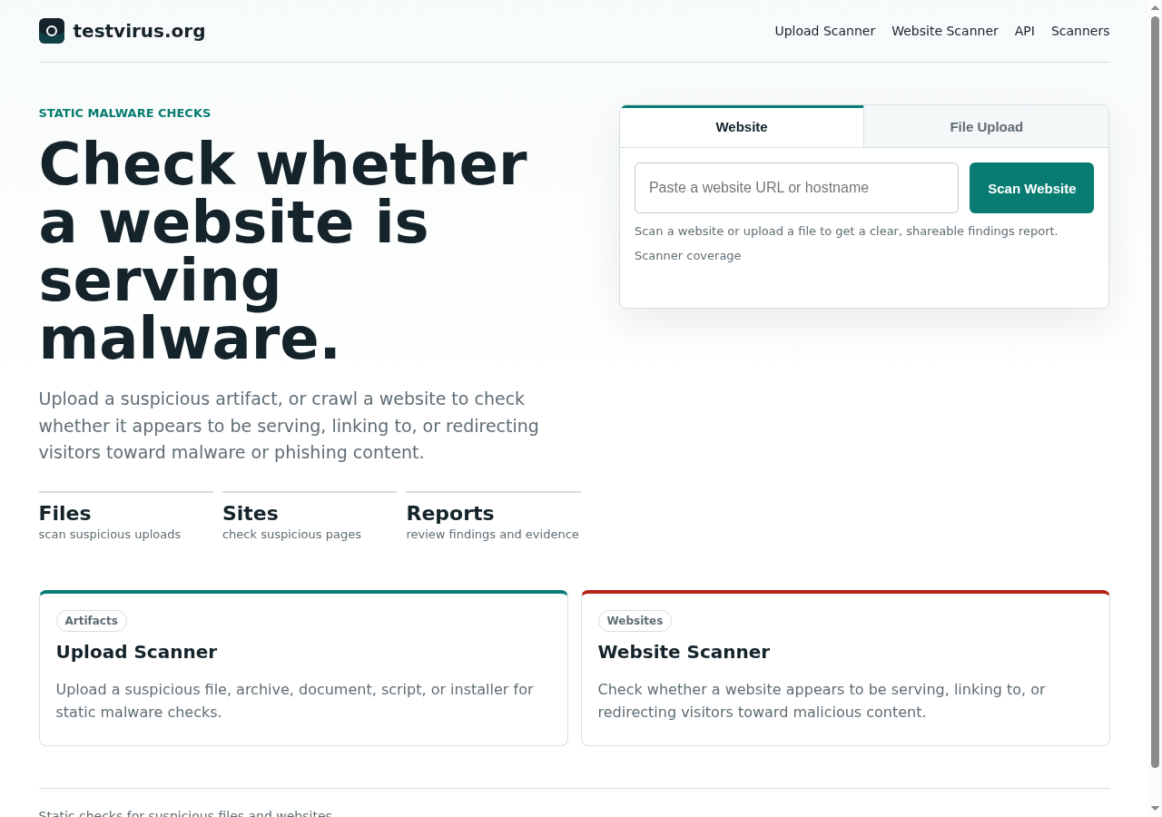 Website scanner form